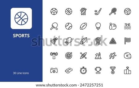 Sports and Competition Icon Set with line style. Perfect for UI, infographics, or social media content related to sports, competition, olympic, tournament or game.