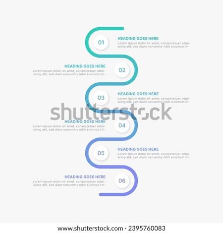 Circle Round Wave Infographic Design Template with Six Options