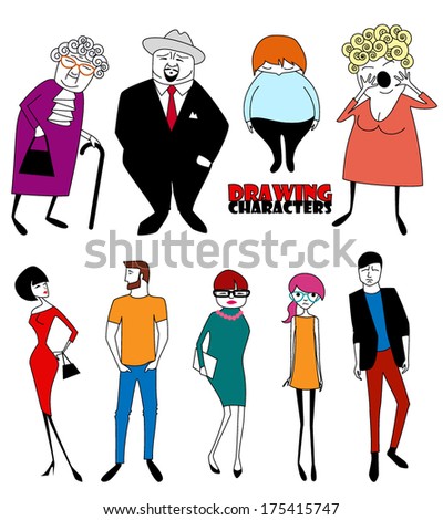 Set of cartoon people different ages