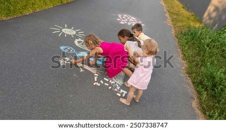 Similar – Image, Stock Photo Focused little kid drawing at table