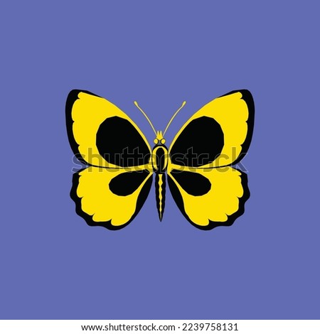 Logotype Yellow with black butterfly icon design with blue background