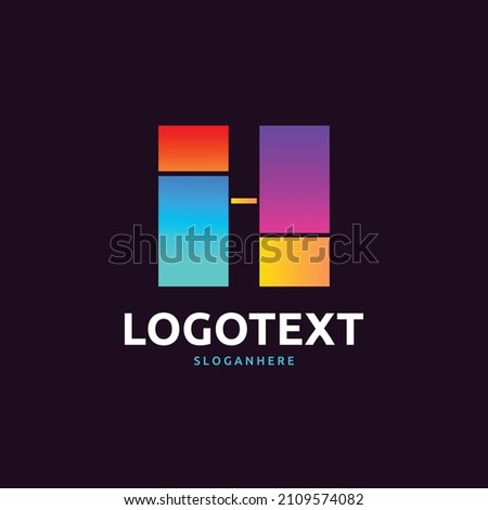 letter H logo, colorful letter logo, abstract logo, H geometric shape logo Stock fotó © 