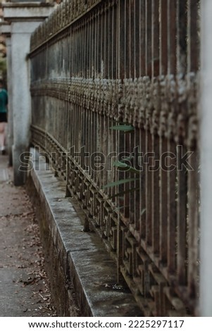 Image, Stock Photo American Horror Story is written in red on a house wall. Politics, USA, crisis. Movie title. Trump