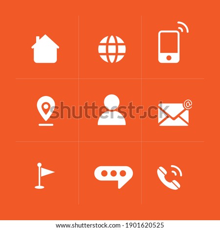 set of icons like home address, website, mobile phone, location, user, email, landmark, message and telephone