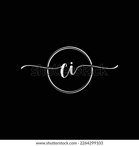 initial handwriting CI Circle logo template Illustration. CI Letter Logo Design with Black Circle. Initial CI beauty monogram and elegant logo design