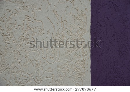 Two color decorative wall. One side focus and other blur  Milk and violet color mix. Faded view