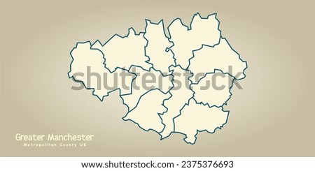 Greater Manchester Metropolitan County Map UK EPS Vector