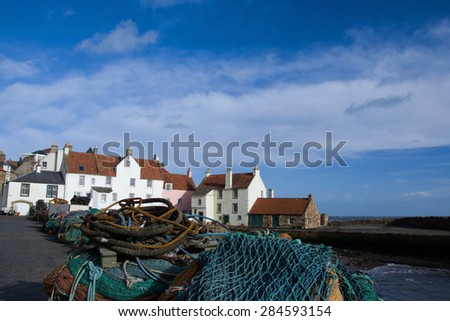 Pittemweem, harbour at the east coast of Scotland, UK, in February.
