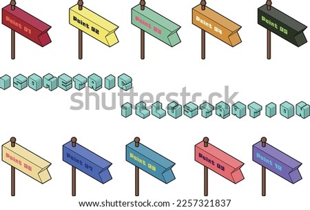 Three-dimensional, isometric flag point icon. Colorful and main line iconic material. One point icons that can be used to accent your website.