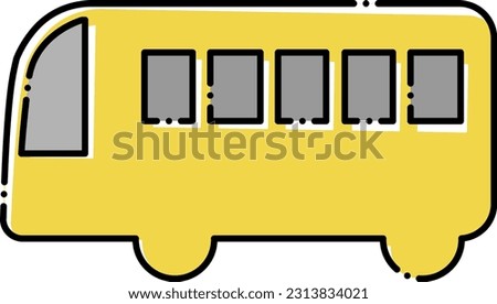 Bus version off icon, horizontal bus. Cute illustration of broken line.