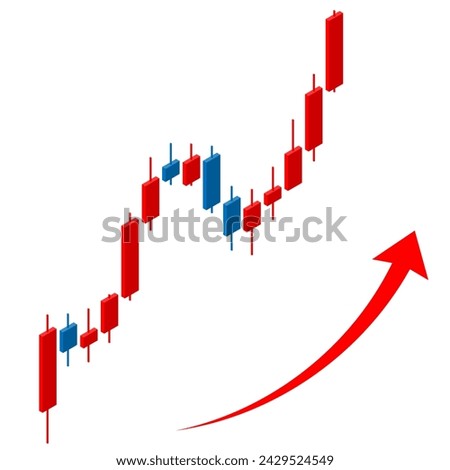 Illustration of an ascending chart, isometric material about forex and investment.