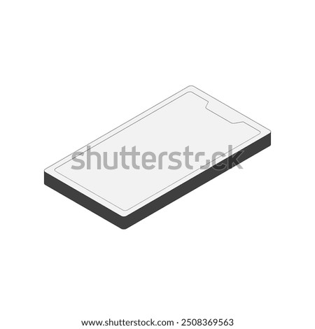 Illustration of an isometric icon on a smartphone. With main line, top surface method 1.