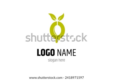 olive oil logo design template with letter o combination flat vector design style