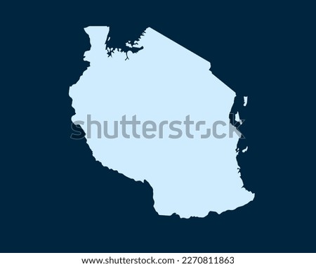 Light blue design concept of Country Tanzania Map isolated on dark green background - vector illustration