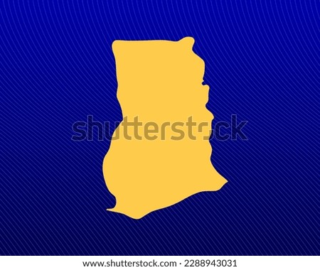 Blue gradient background, Yellow Map and curved lines design of the country Ghana - vector illustration