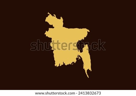 Gold colored map design isolated on brown background of Country Bangladesh - vector illustration