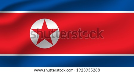 North Korea waving flag vector editable