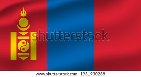 Mongolia waving flag vector editable