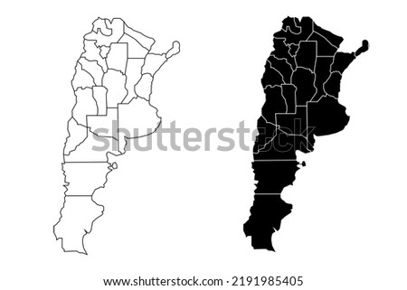 Argentine political map. Low detailed. Outline style. Vector editable