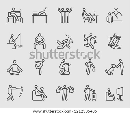 Line icons set for People relaxation