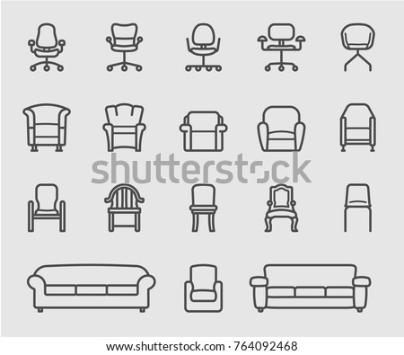 Chair and Sofa of front view line icon