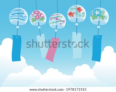 Illustration of summer sky and wind chimes