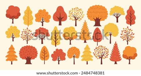 Vibrant Fall Collection: Various Autumn Trees Design Parts