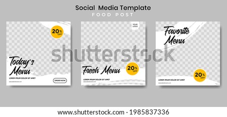 Food social media post template. vector illustration. Set of Editable square banner template design for food post. Suitable for Social Media Post restaurant and culinary. for post, web, ad