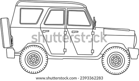 Jeep car line art for coloring book