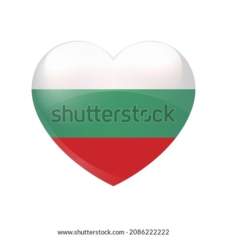 Vector Bulgaria Flag Heart icon. Bulgarian glossy emblem. Country love symbol. Isolated illustration eps10