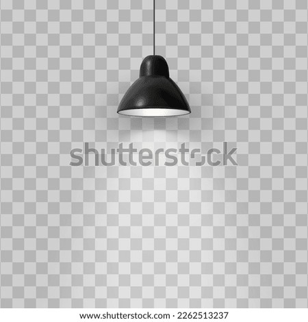 Vector realistic black ceiling lamp isolated on transparent background