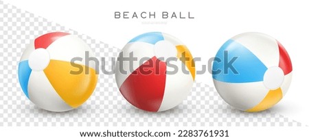 Beach ball. Inflatable swimming pool ball set realistic vector illustration