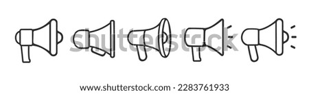 Megaphone icons. Speaker sign set. Loudspeaker sign flat design style. Promotion Related symbol Isolated on White Background. Vector illustration