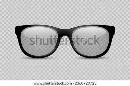 Realistic glasses. Trendy eyeglasses for eye protection. Modern hipster eyewear with protective lens. 3d vector illustration
