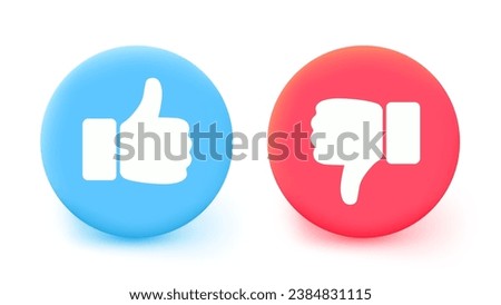 Thumb up and down icon. Vector like and unlike button for website and mobile app