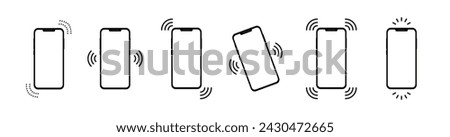 Phone ringing or vibrating icon set. Smartphone incoming call or alarm. Vector EPS10