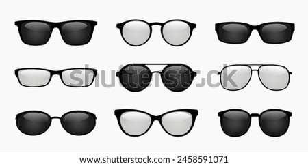 Men and women glasses, sunglasses icon set. Vector EPS 10