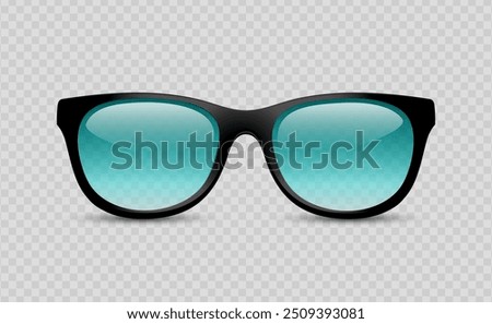 Realistic sunglasses. Summer glasses for eye protection. Modern hipster eyeglasses for beach vacations, travel. 3d vector illustration