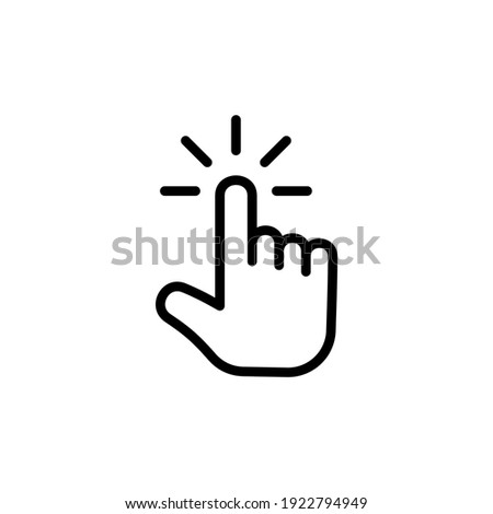 Clicking finger icon. Hand click icon symbol. Hand Pointer icon vector illustration Foto d'archivio © 