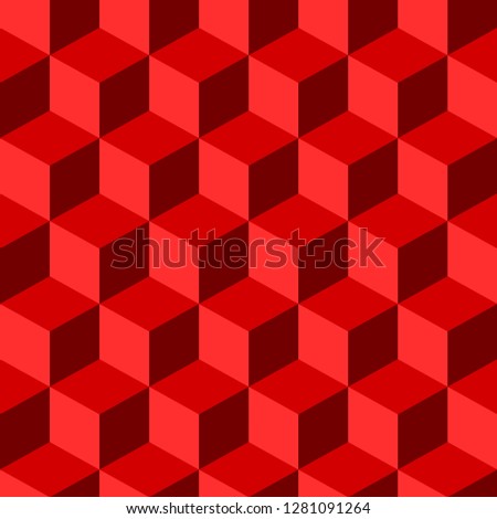 Red cube pattern. Endless cubic background. Cube pattern. Cube vector. Cube background. Abstract vector. Abstract background. Modern pattern. Geometric cubes background for your design. Design. 