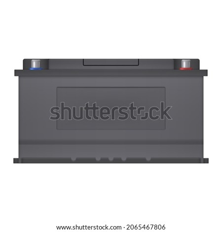 Car battery front view isolated on white background. Vector illustration.