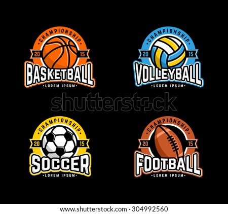 Sport logo set. Basketball, Volleyball, Soccer, Football.