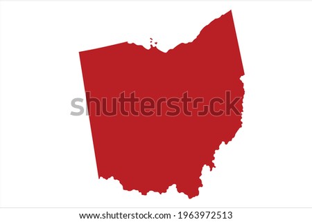 OHIO Map Red Color on White Backgound