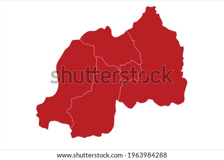 Rwanda Map Red Color on White Backgound