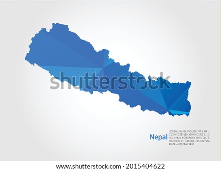 Nepal map blue Color on white background polygonal