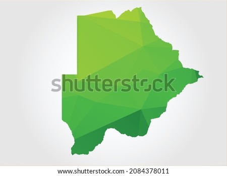 Botswana Map Green Color on white background polygonal