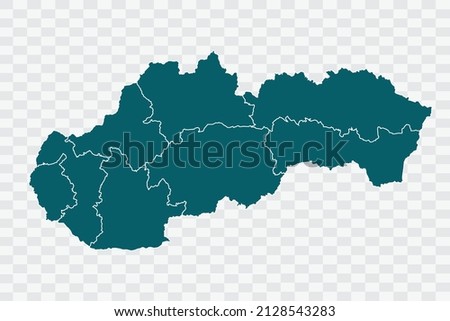 Slovakia Map Teal Green Color on Backgound png
