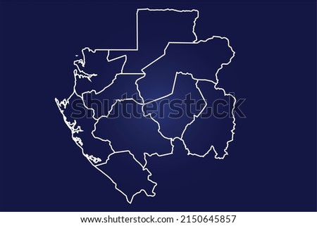 Abstract High Detailed Glow Blue Map on Dark Background of Map of (Gabon Map ) symbol for your web site design map logo, app, ui,Travel. Vector illustration eps 10.