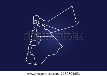 Abstract High Detailed Glow Blue Map on Dark Background of Map of ( Jordan Map ) symbol for your web site design map logo, app, ui,Travel. Vector illustration eps 10.