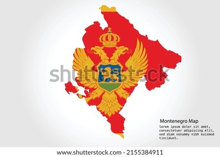 Montenegro Map stripes. Vector illustration Color on White Backgound